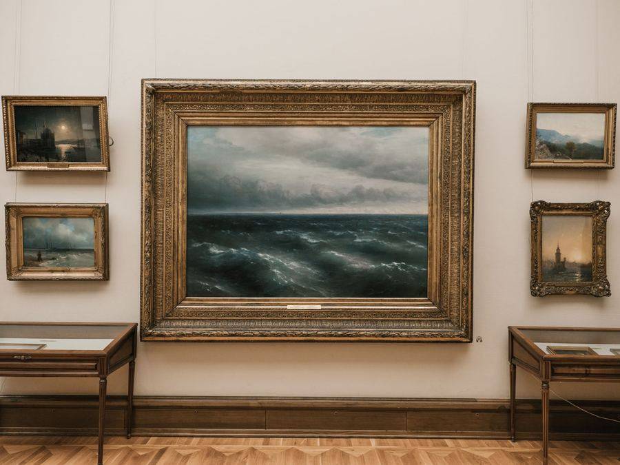Framed painting in a gallery
