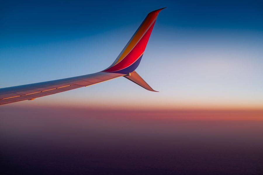 Aircraft wing over Europe