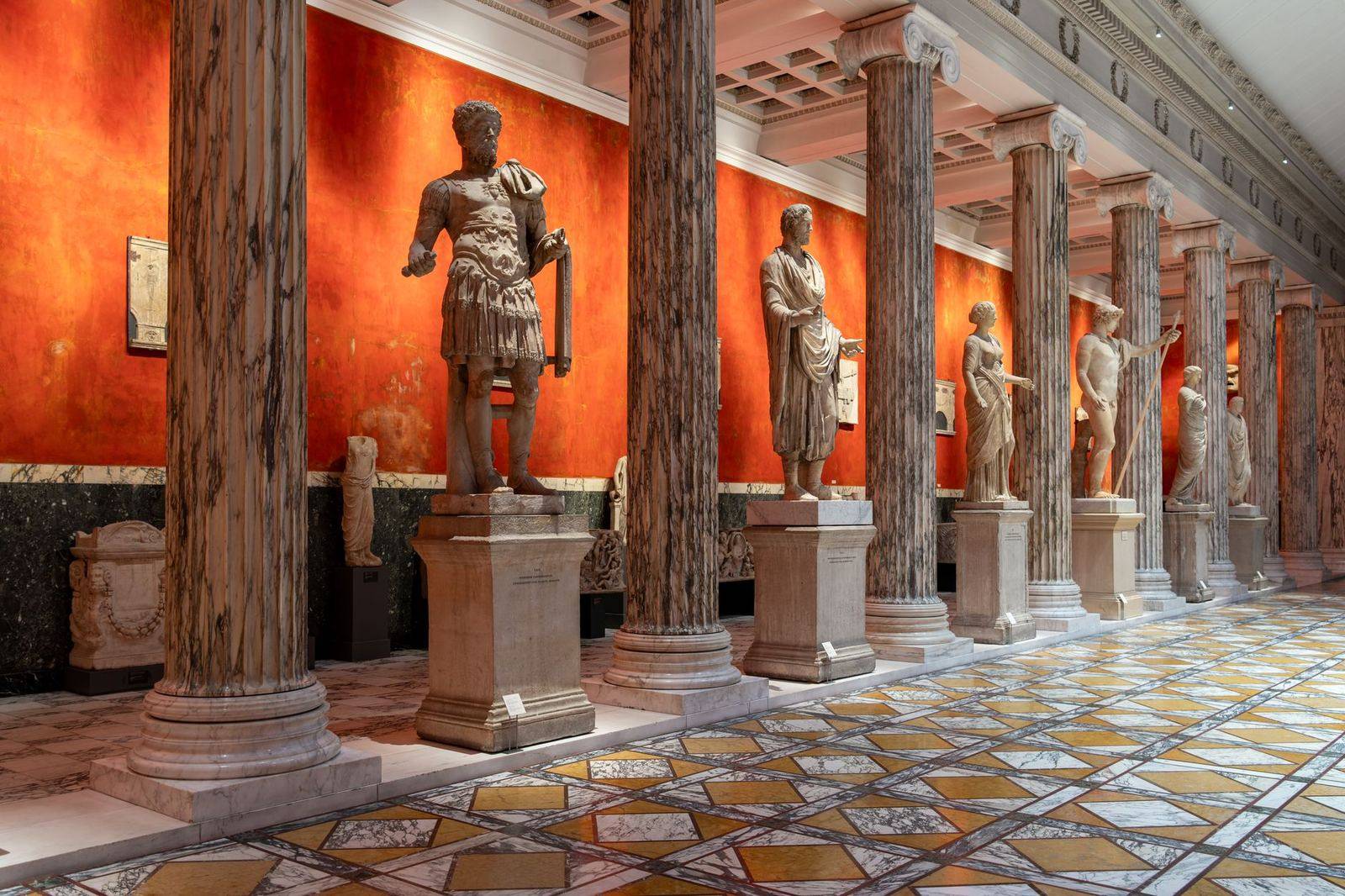 Sculpture gallery in a museum
